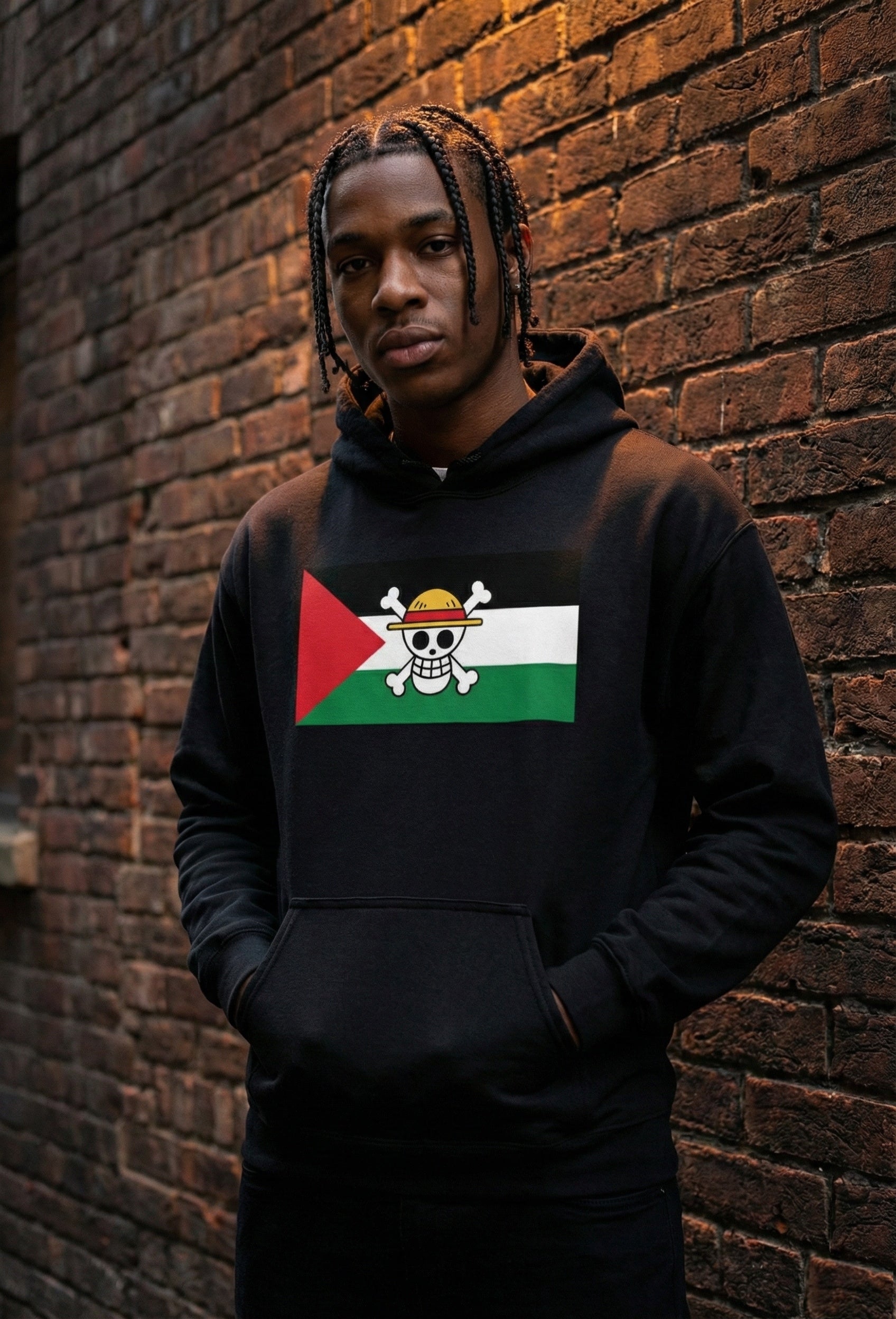 Staw Hats for Palestine Black Hoodie